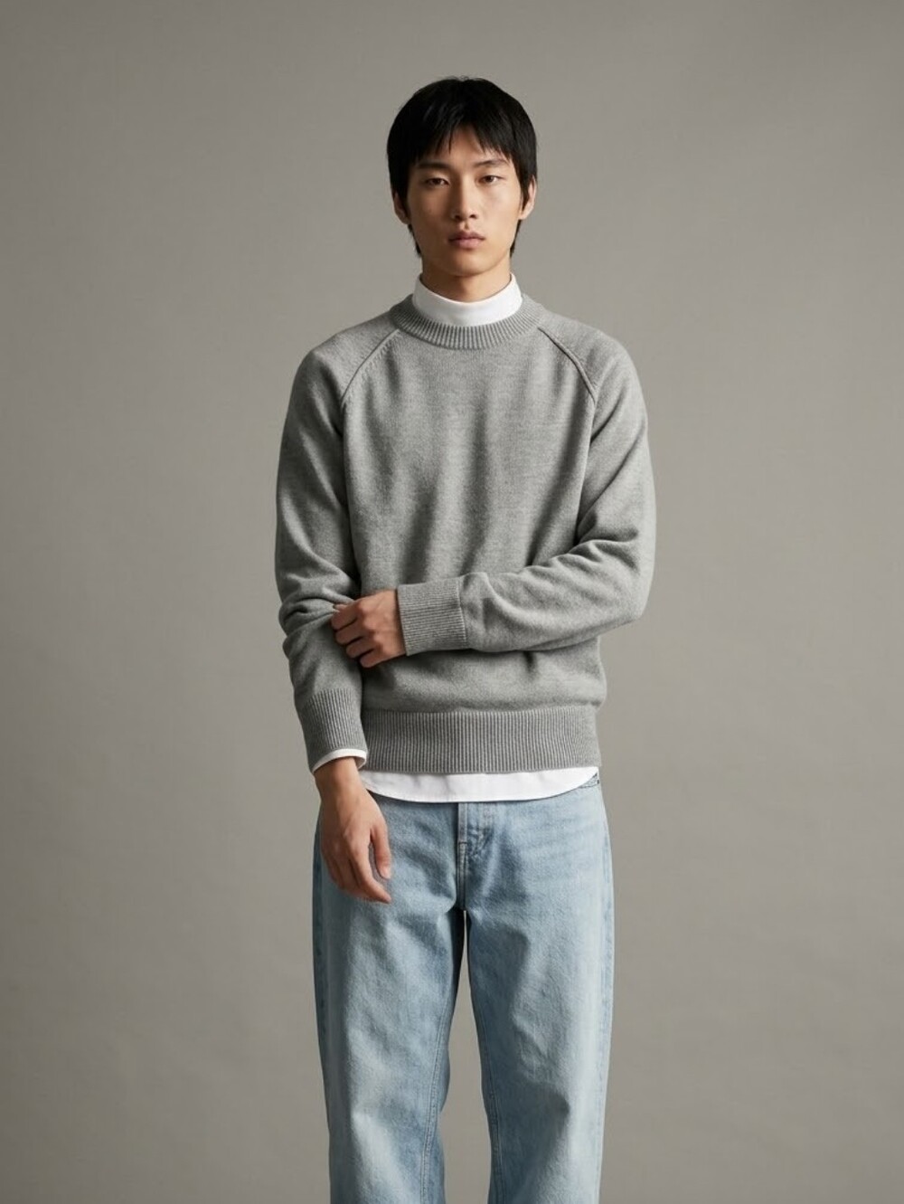 Vuja De Piege Cotton Cashmere Blend Pullover Sweater In Gray